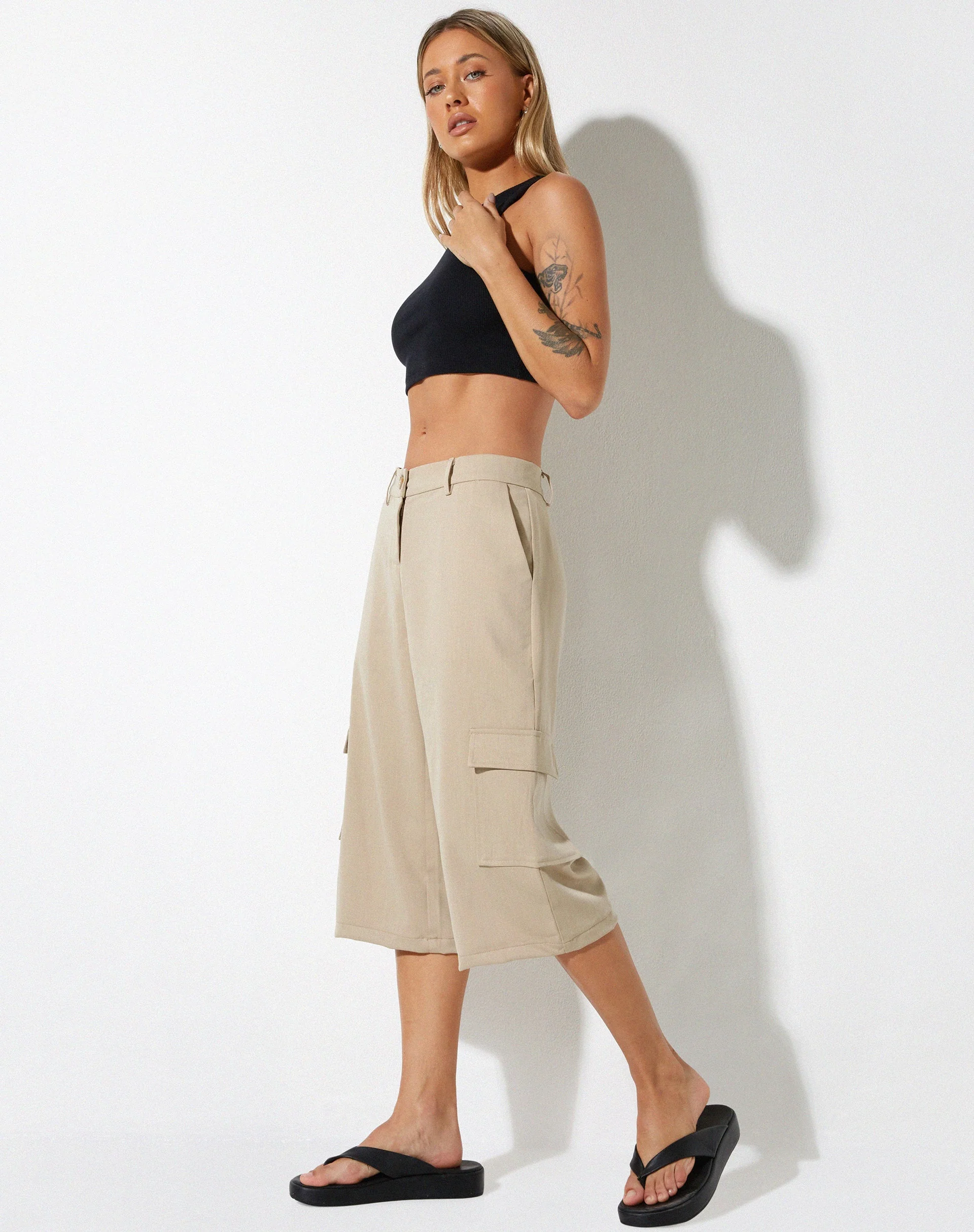 Yungmi Short in Soft Tailoring Tan - Image 4