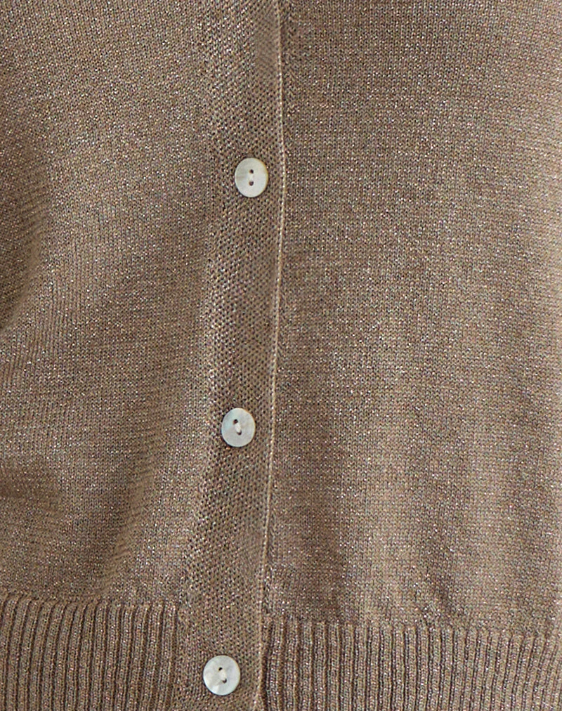 Yunji Strickjacke mit Knopfleiste aus Lurex Gold - Image 5