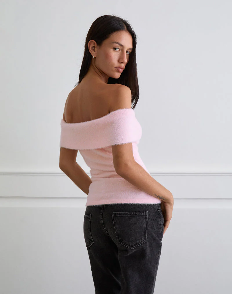 Yurian Schulterfreies Top in zartem Rosa - Image 4