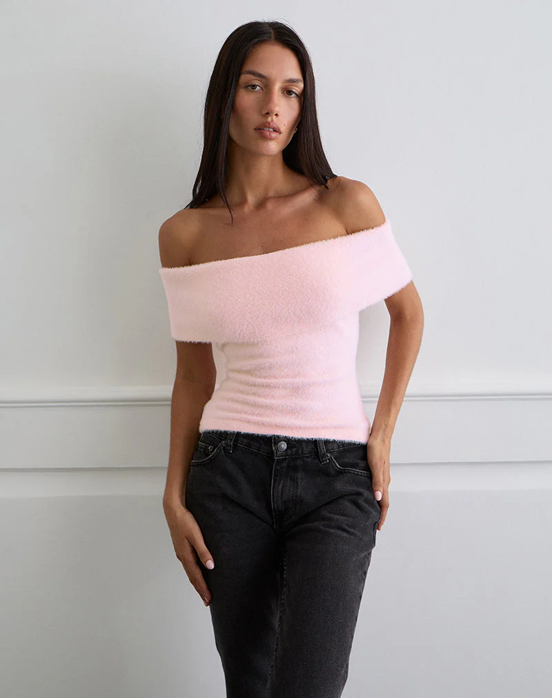 Yurian Schulterfreies Top in zartem Rosa - Image 5