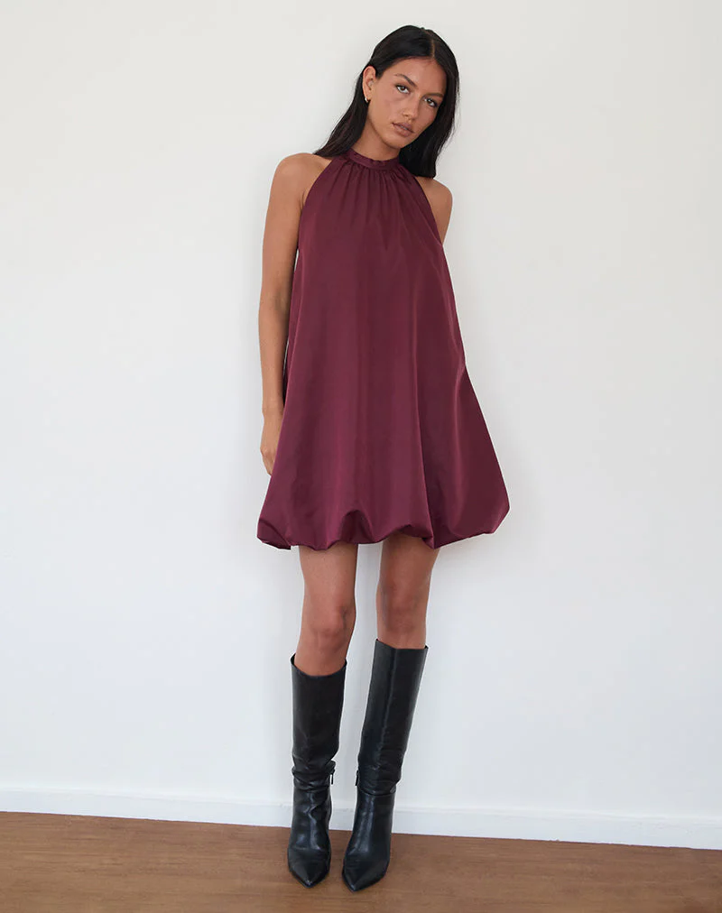 Yusna Puffball-Minikleid in Dunkelbeere - Image 3