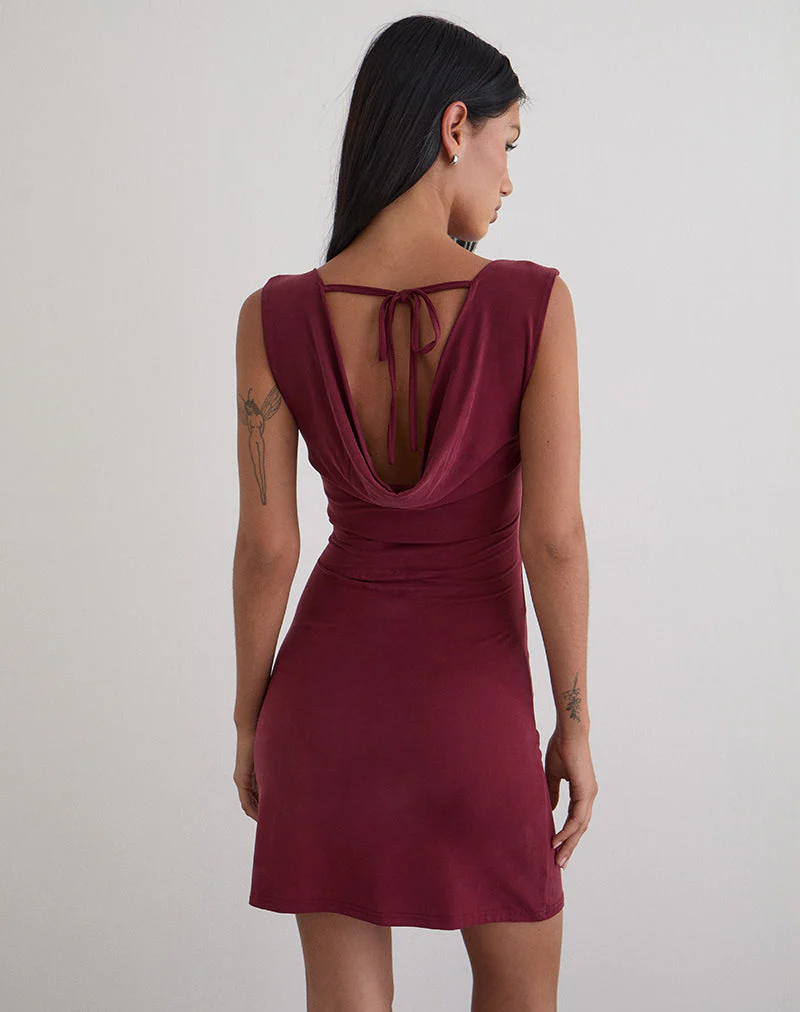 Yuzuki Minikleid aus Cupro Burgundy - Image 2