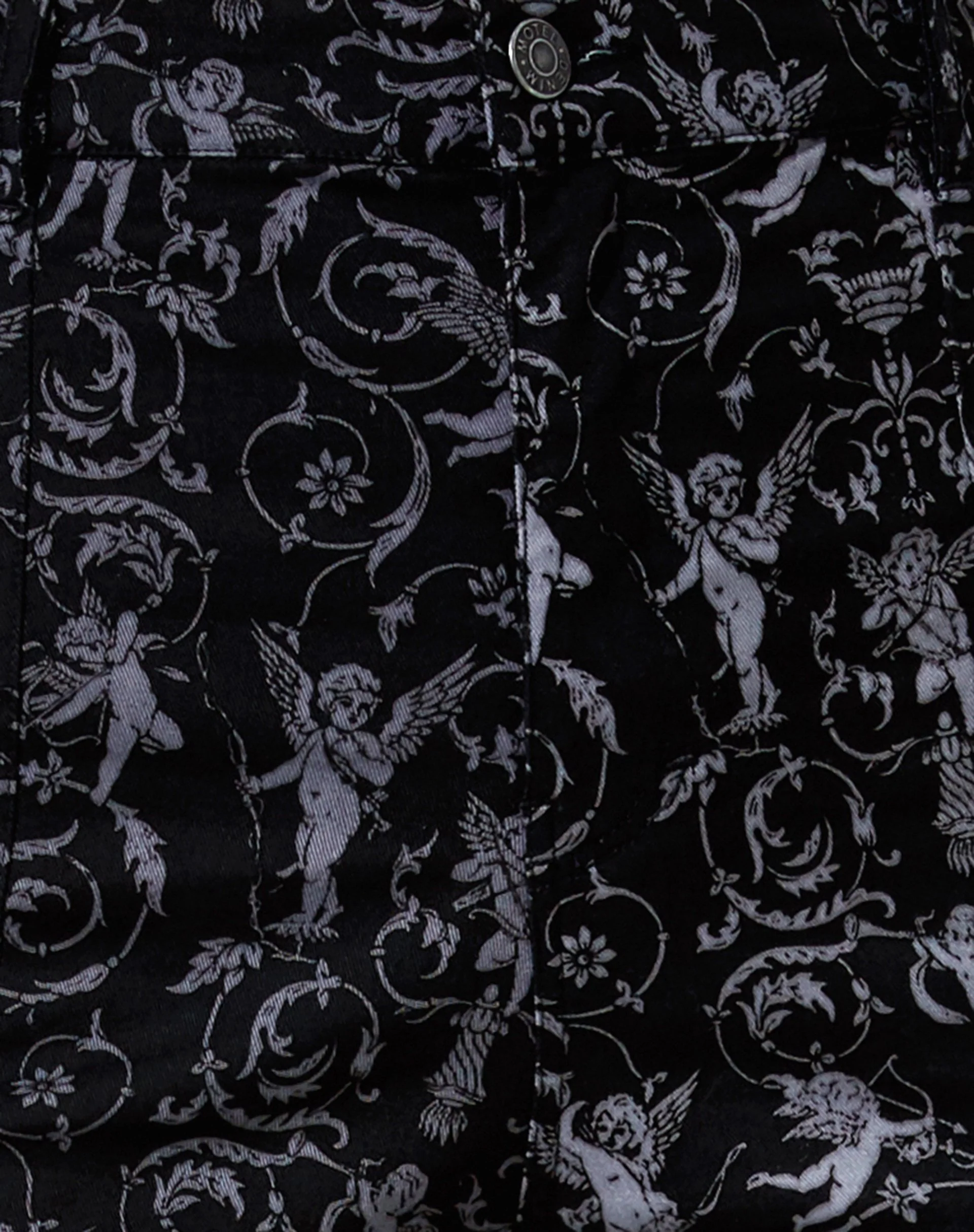 Zabby Flare Hose in Barock Cherub Schwarz und Grau - Image 5