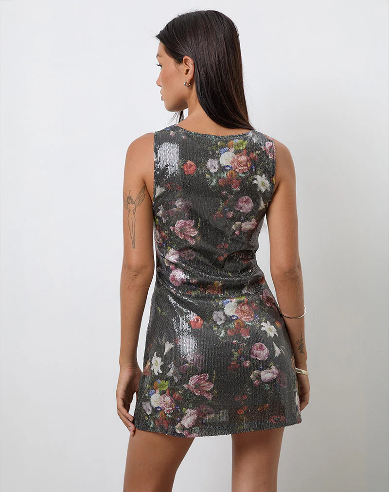 Zahira Minikleid aus Pailletten Vintage Flower - Image 5