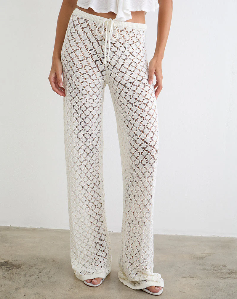 Zahli Trouser in Knit White - Image 3