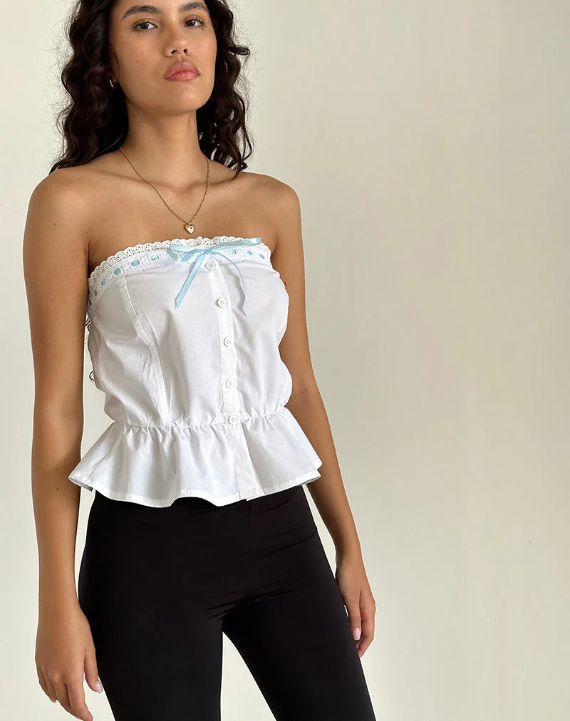 Zar Ribbon Tube Top in Weiß - Image 2