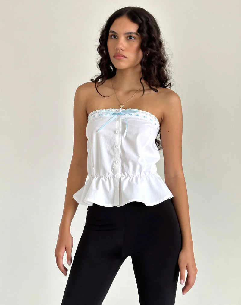 Zar Ribbon Tube Top in Weiß - Image 4