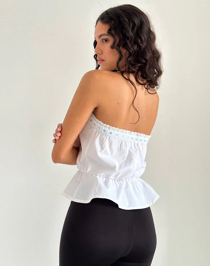 Zar Ribbon Tube Top in Weiß - Image 5