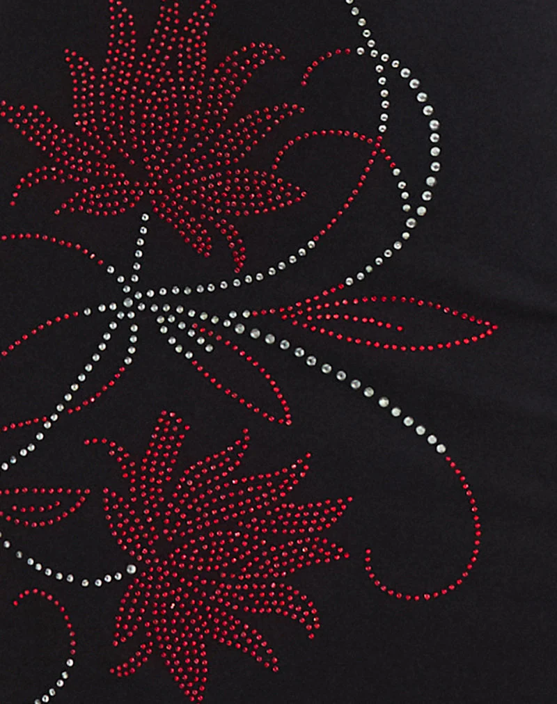 Zavine Midikleid aus Cupro mit Diamante-Blume in Schwarz - Image 6