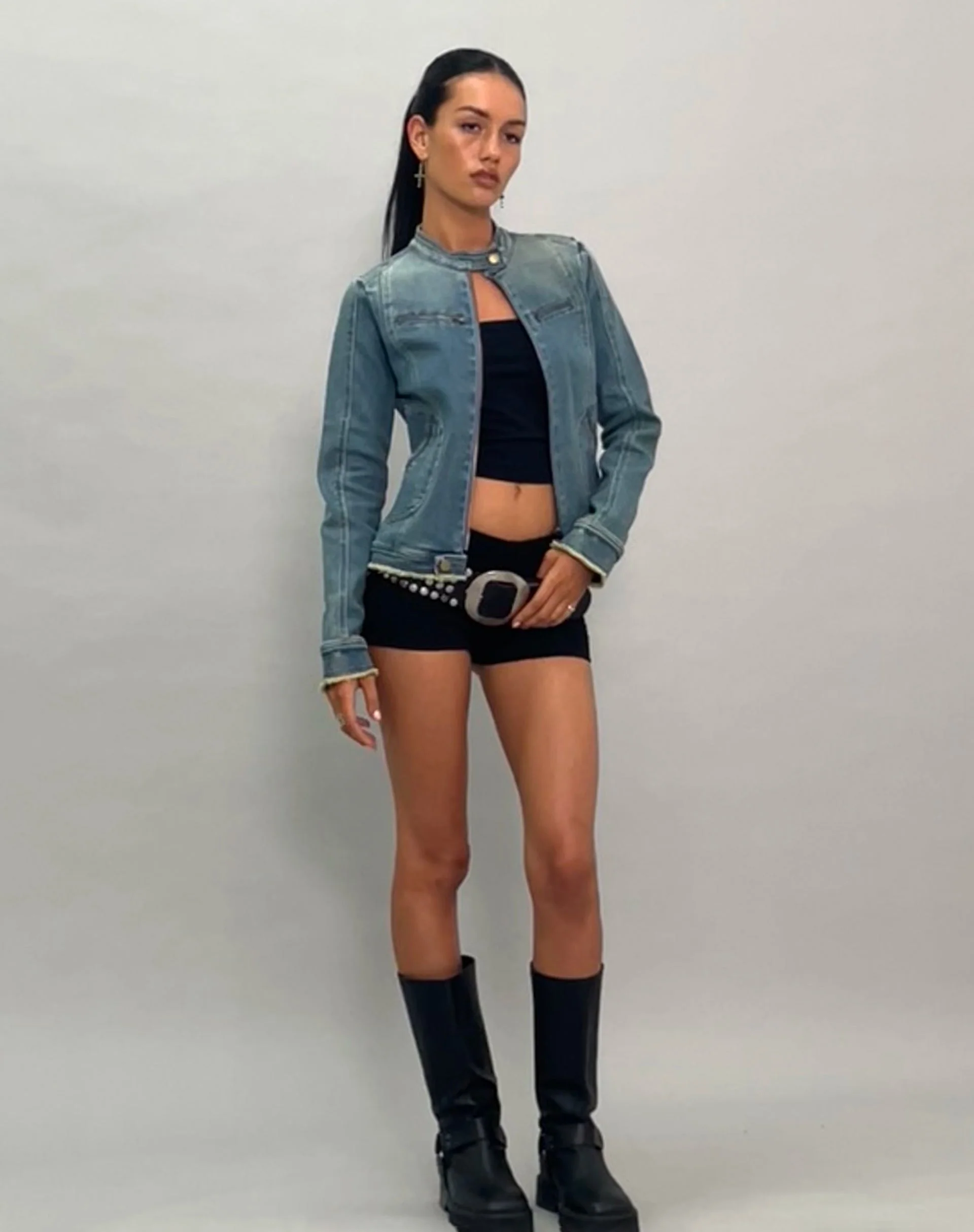 Zayn Fitted Biker Jacket aus blauem Vintage-Denim - Image 2
