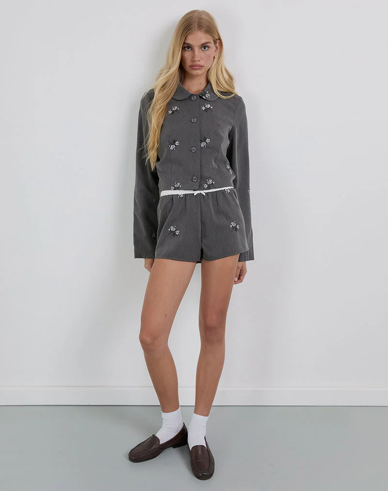 Zedari Jacke mit floraler Stickerei Tailoring Charcoal - Image 4