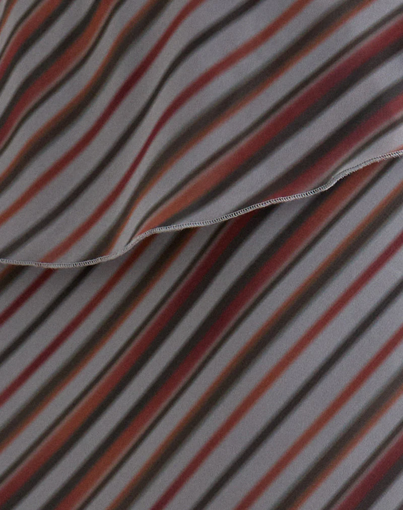 Zelvia Maxi Skirt in Chiffon Grey and Maroon Diagonal Stripe - Image 5