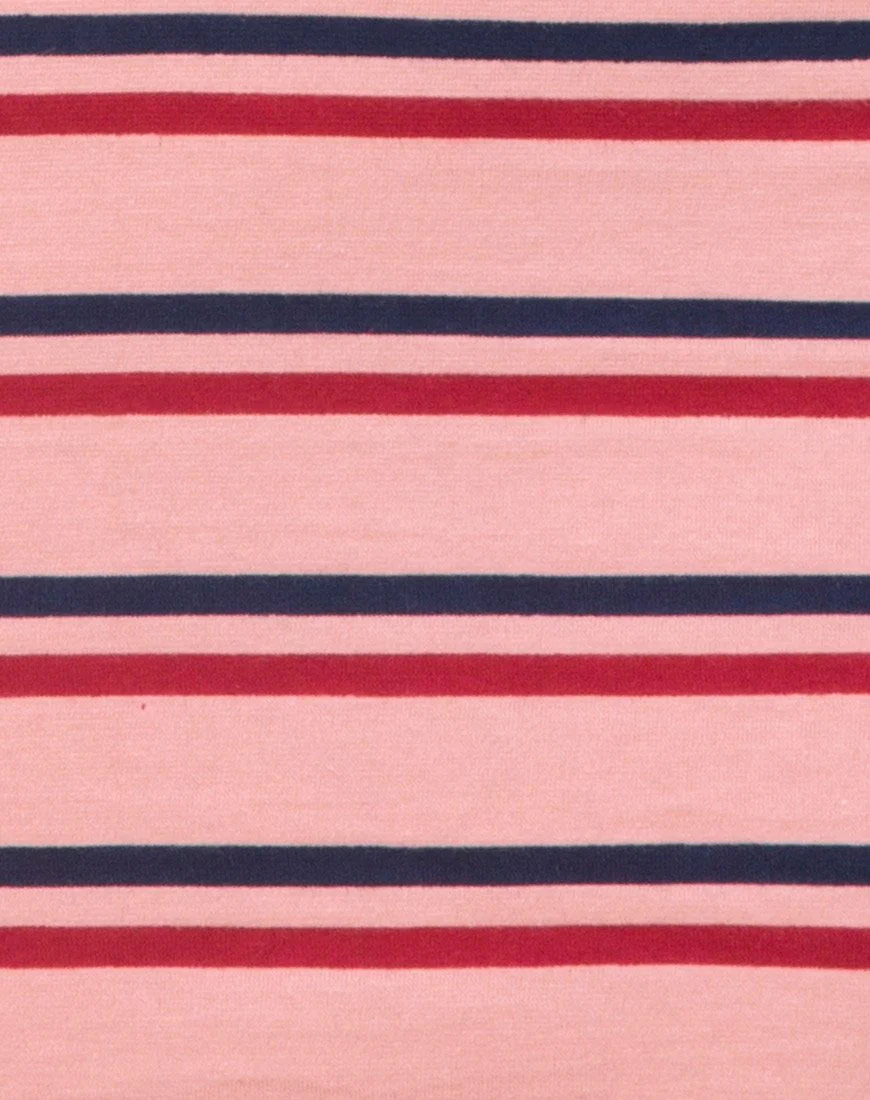 Zena Bodycon Kleid in 70er Jahre Streifen Rosa Horizontal - Image 5