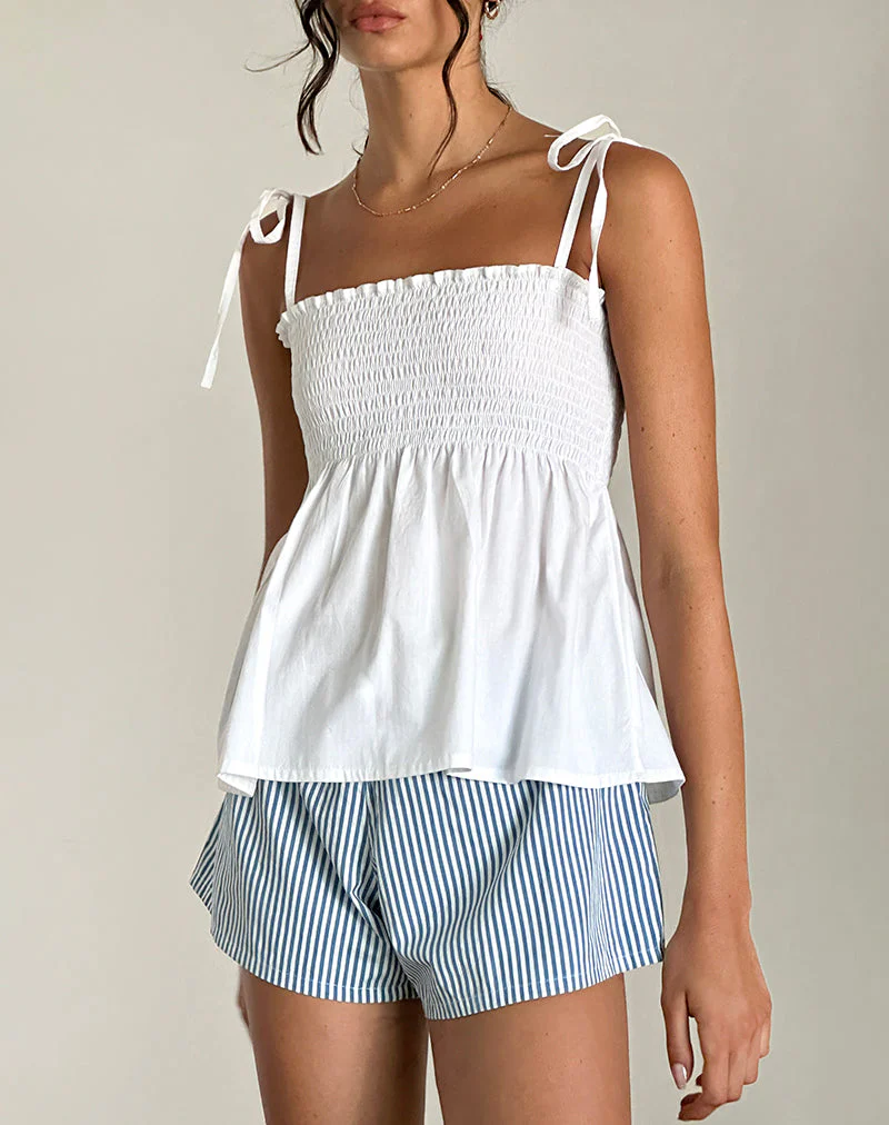 Zerah Gerafftes Cami-Top aus Popeline Weiß