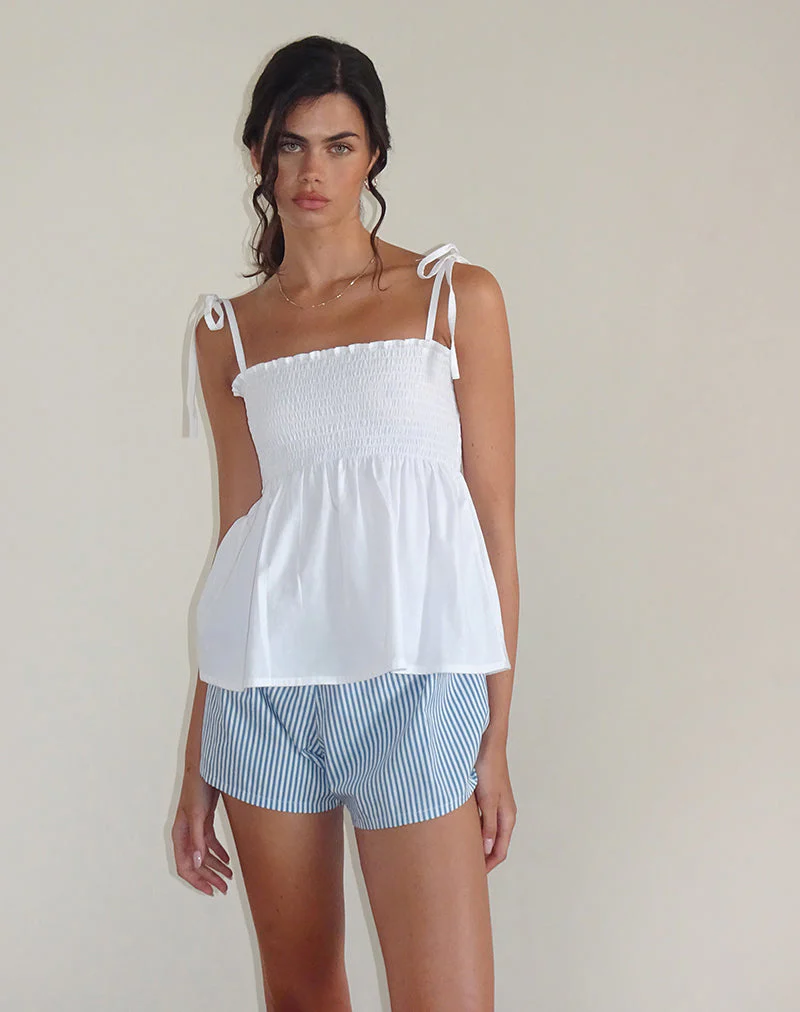 Zerah Gerafftes Cami-Top aus Popeline Weiß - Image 2