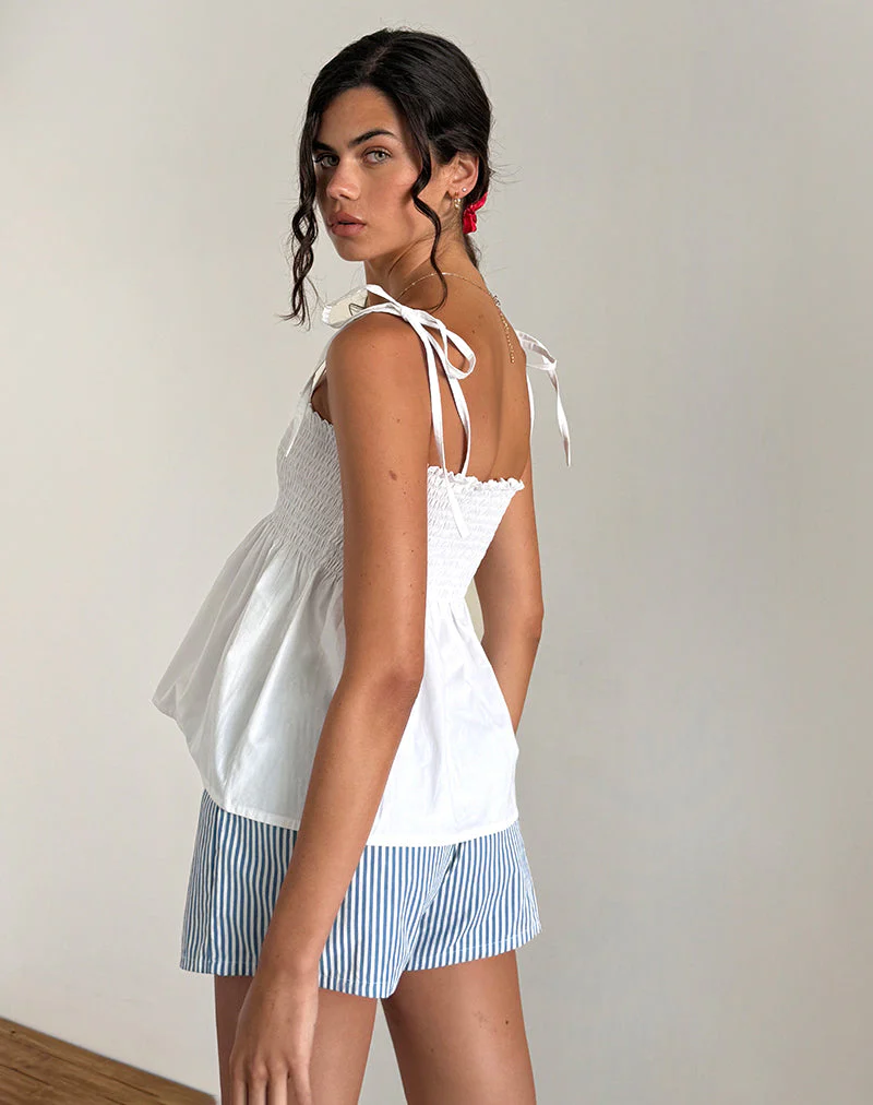 Zerah Gerafftes Cami-Top aus Popeline Weiß - Image 3