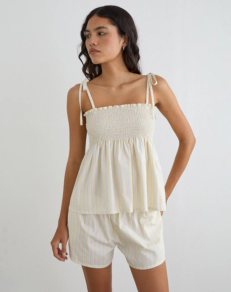 Zerah Top in Candy Stripe Yellow - Image 2