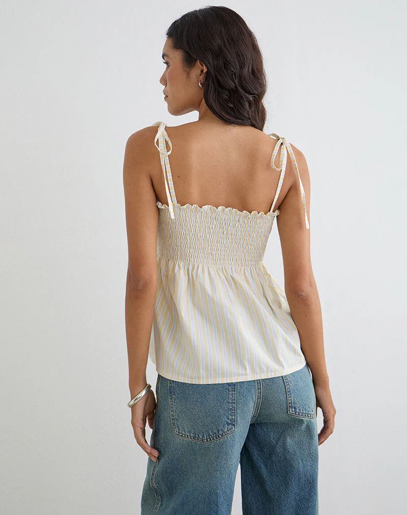 Zerah Top in Candy Stripe Yellow - Image 5
