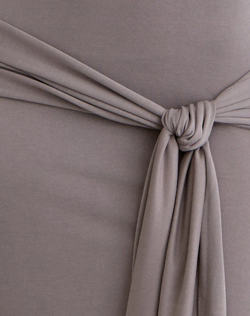 Zeya Maxikleid aus Cupro Taupe Grau - Image 6
