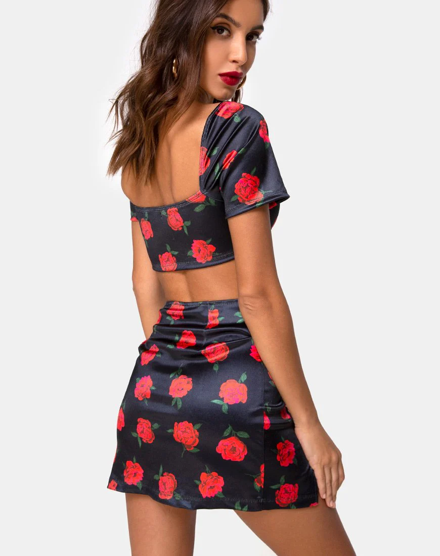 Zida Minirock aus Satin Stretch Last Rose Schwarz - Image 2