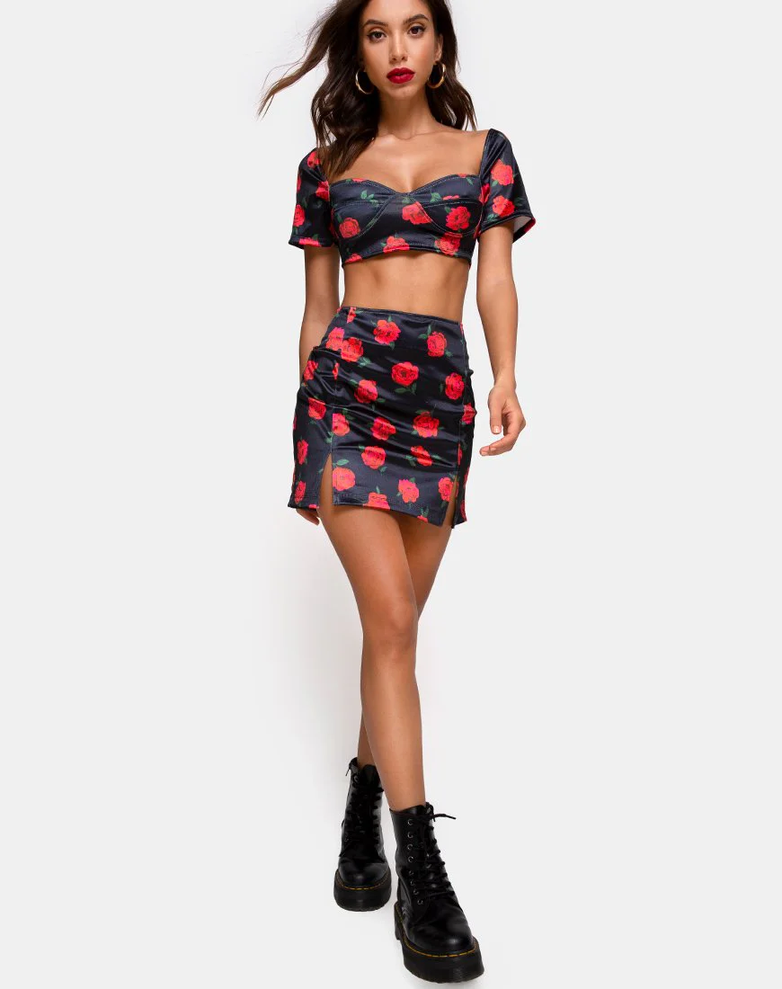 Zida Minirock aus Satin Stretch Last Rose Schwarz - Image 3