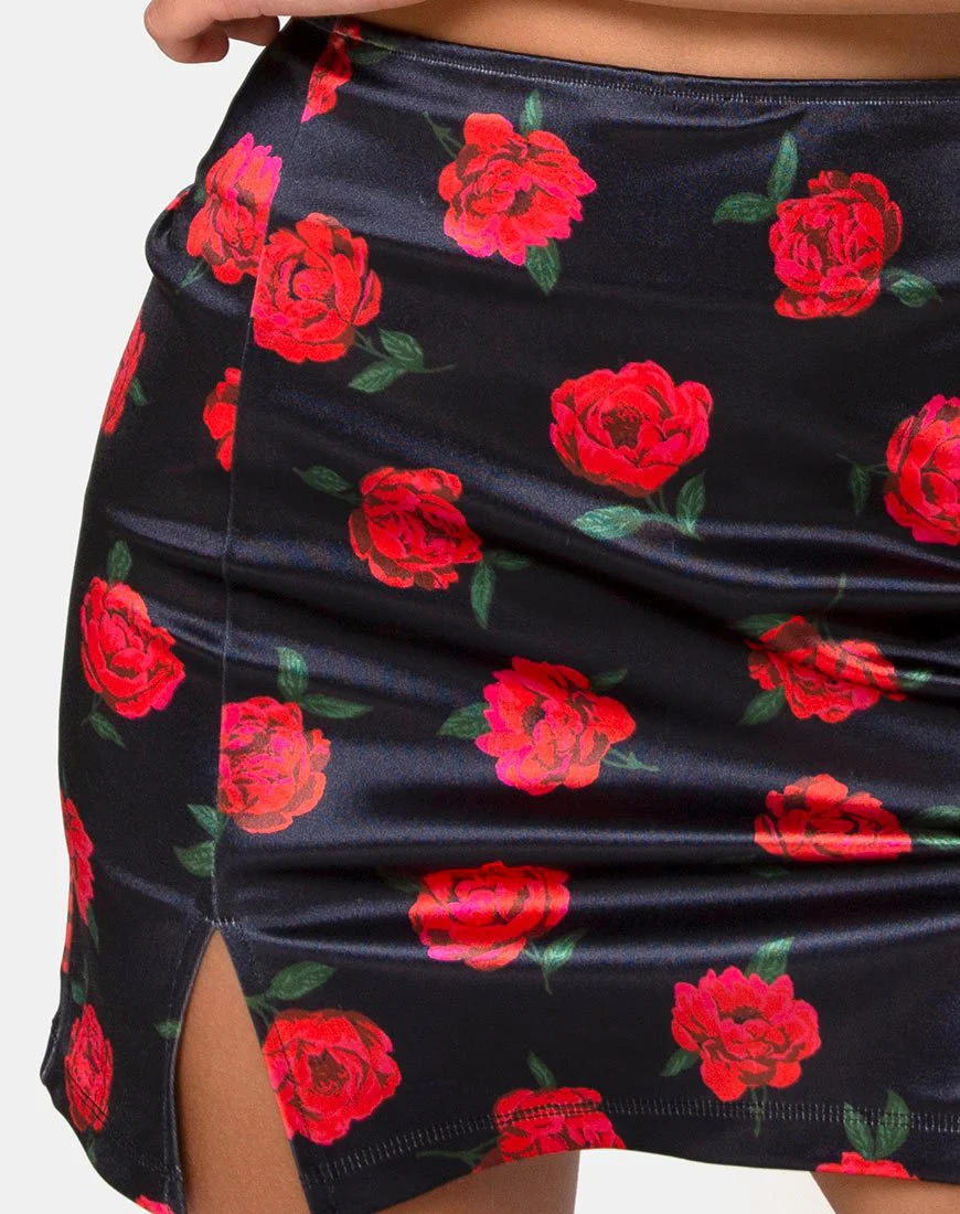 Zida Minirock aus Satin Stretch Last Rose Schwarz - Image 5