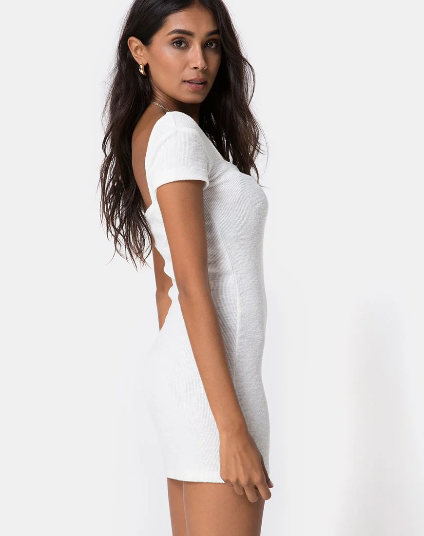 Zilena Bodycon-Kleid aus elfenbeinfarbener Rippe - Image 3