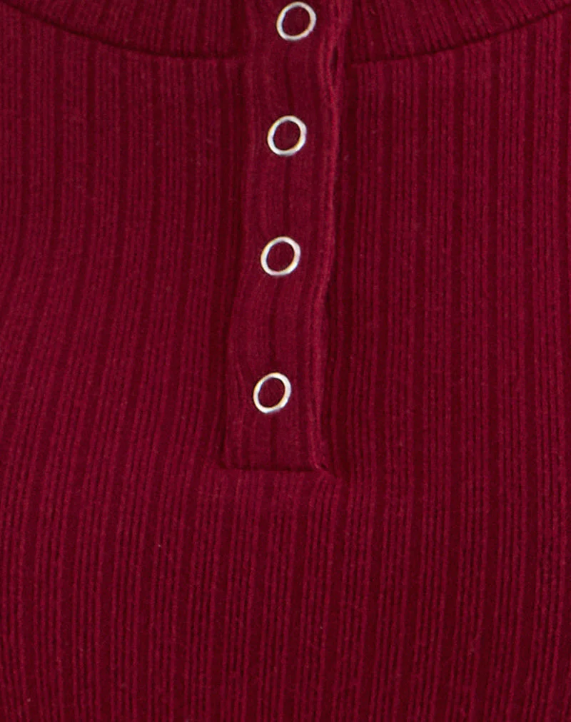 Zinta Langarm-Hemdbluse aus Rippstrick in Dunkelrotbraun - Image 6