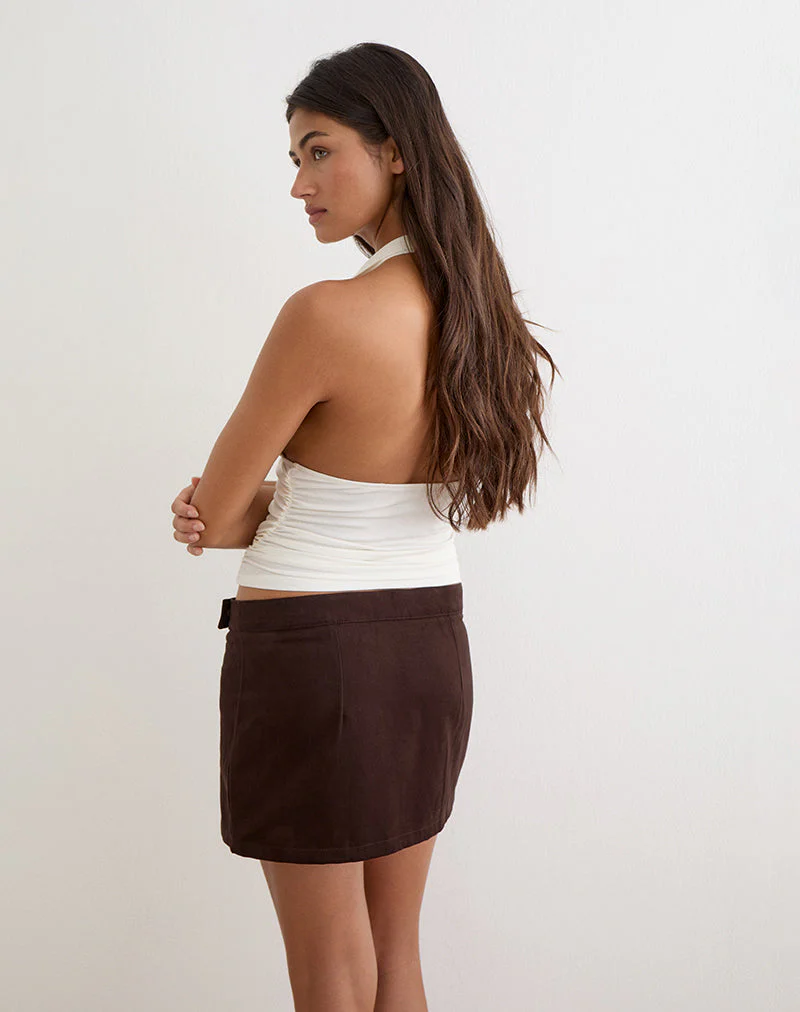 Ziphy Mini Skirt in Peach Twill Brown - Image 6