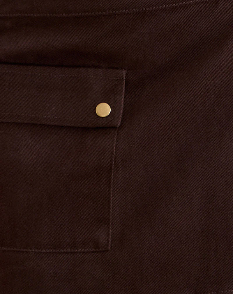 Ziphy Mini Skirt in Peach Twill Brown - Image 7
