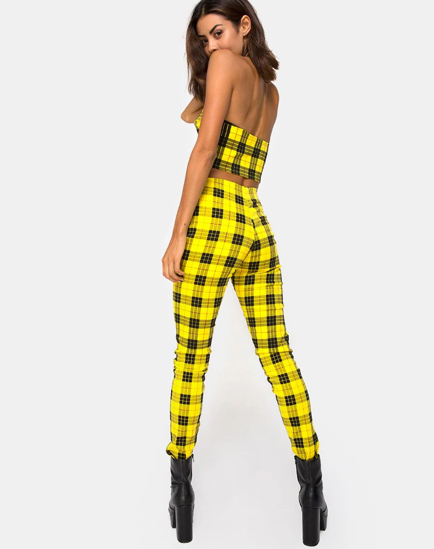 Zipshi Crop Top in Winter Plaid Gelb - Image 5