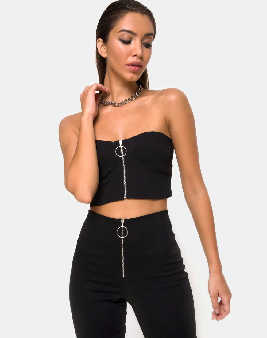 Zipshi Crop Top in Schwarz