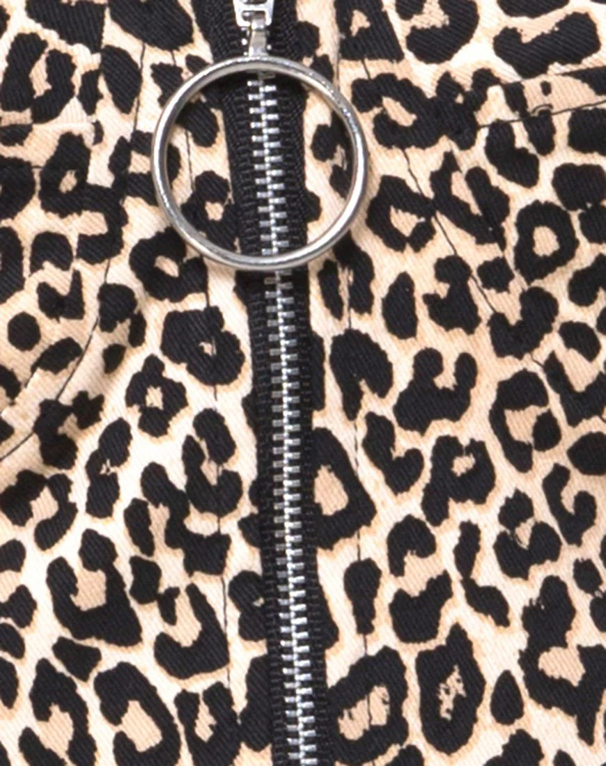 Zipshi Crop Top in Rar Leopard Braun - Image 5