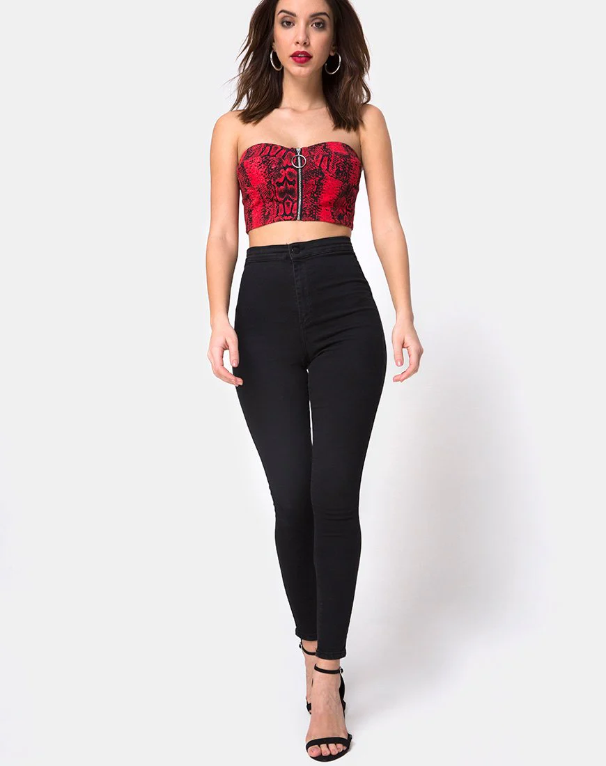 Zipshi Crop Top in Schlangenrot - Image 3