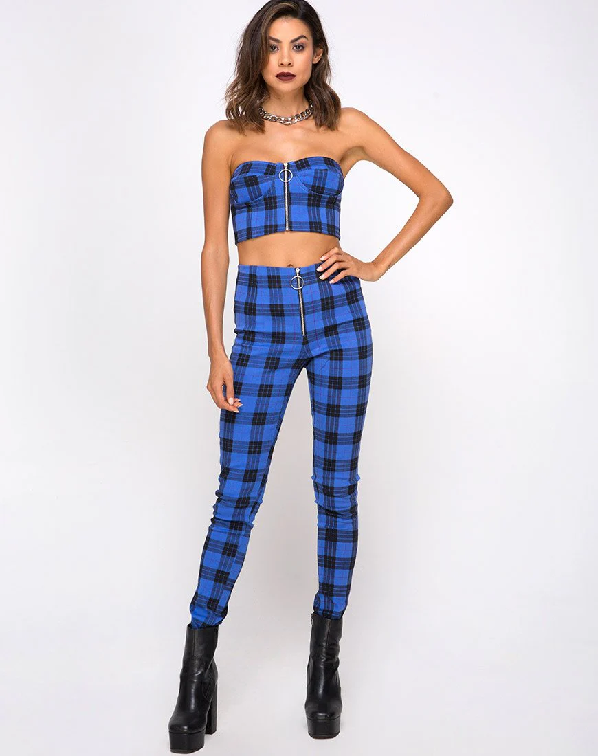 Zipshi Cropped Top in Tartan Blau - Image 3