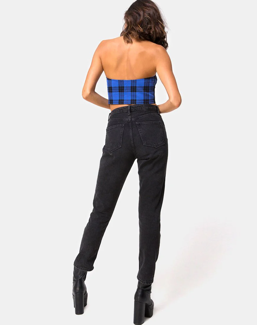 Zipshi Cropped Top in Tartan Blau - Image 4