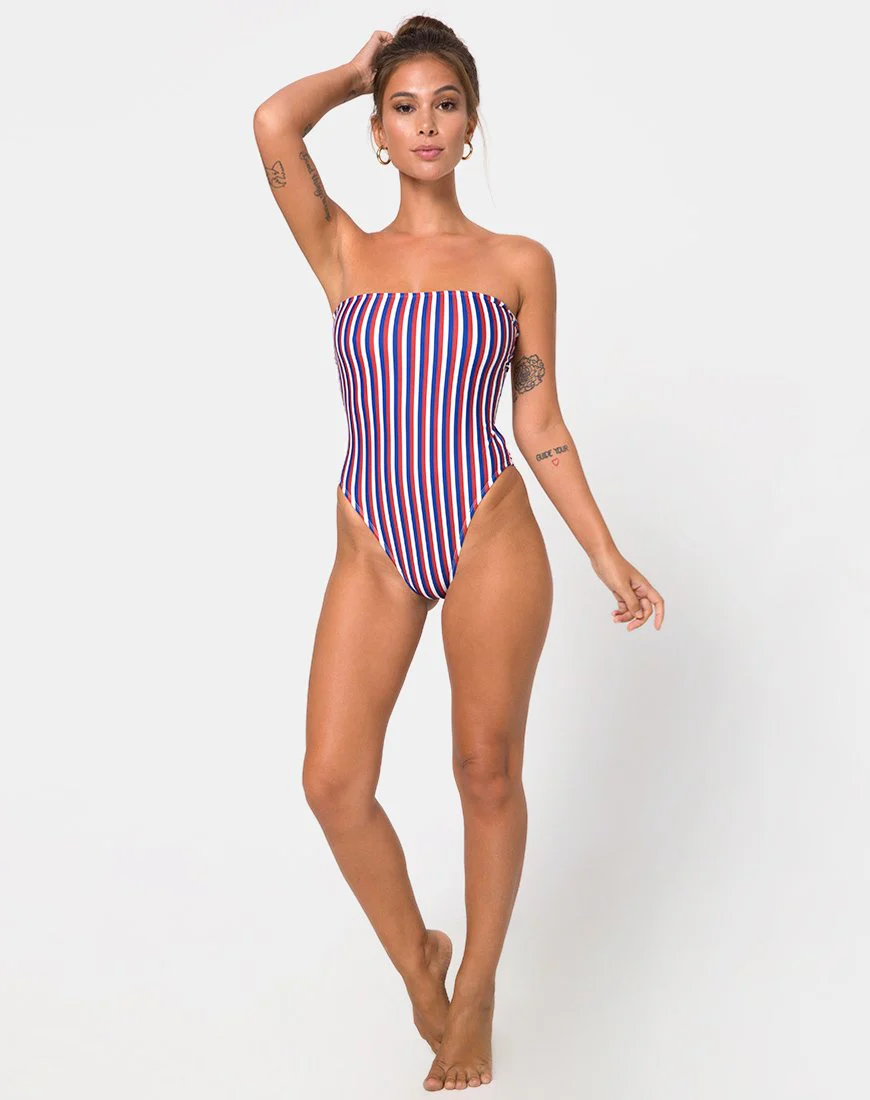 Zolly Cutout-Badeanzug mit dreifachem Streifenmuster - Image 3