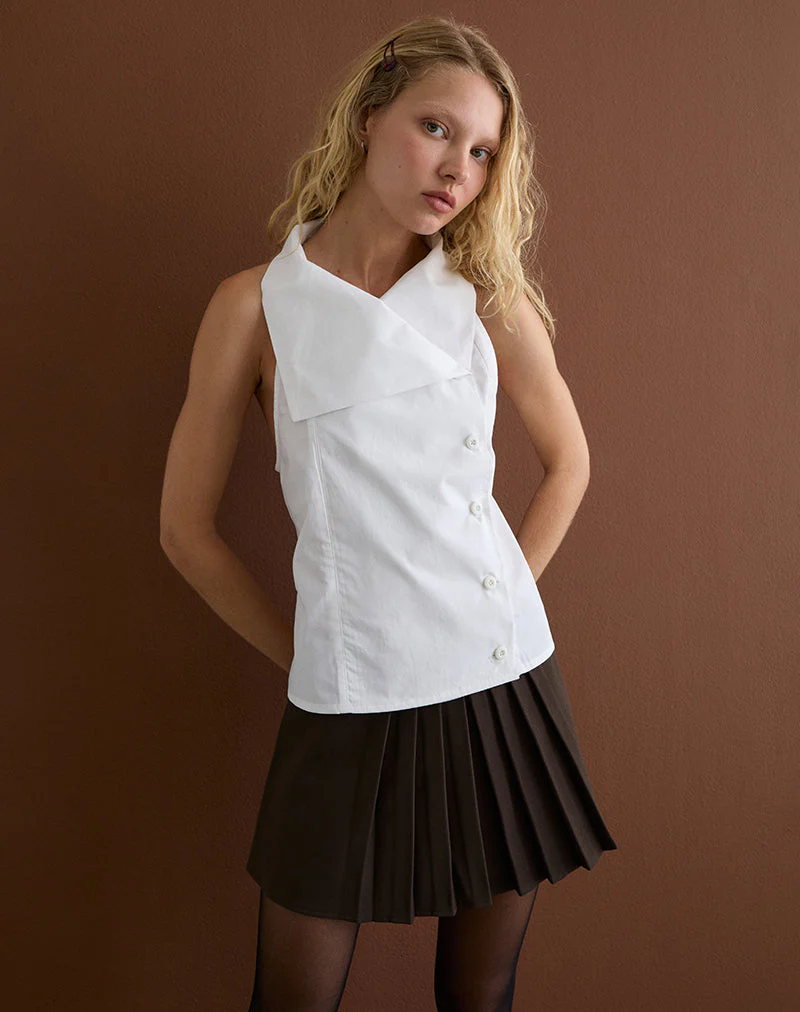 Zosia Asymmetrische Knopfbluse in Weiß - Image 3