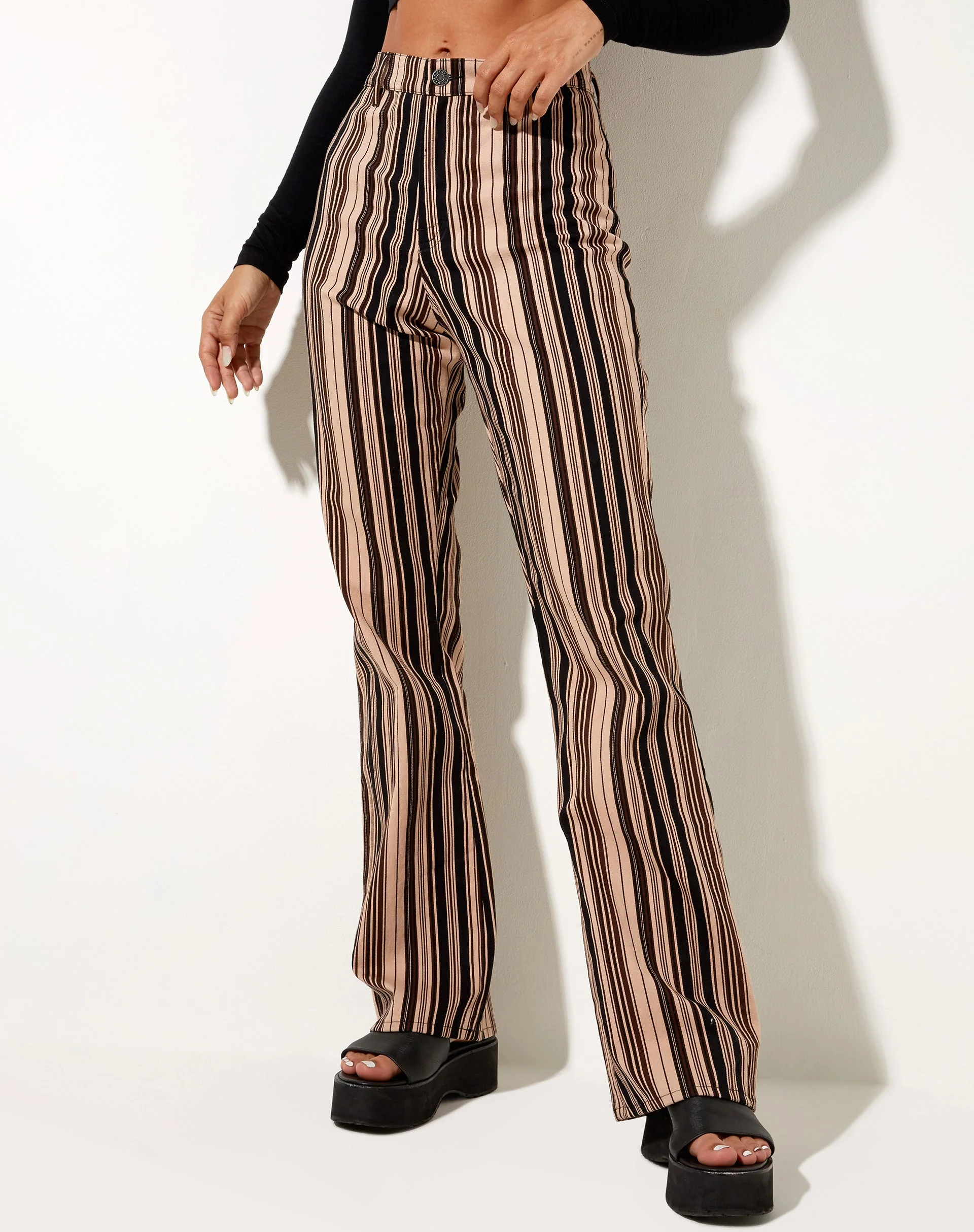 Zoven Hose in Mix Stripe Braun