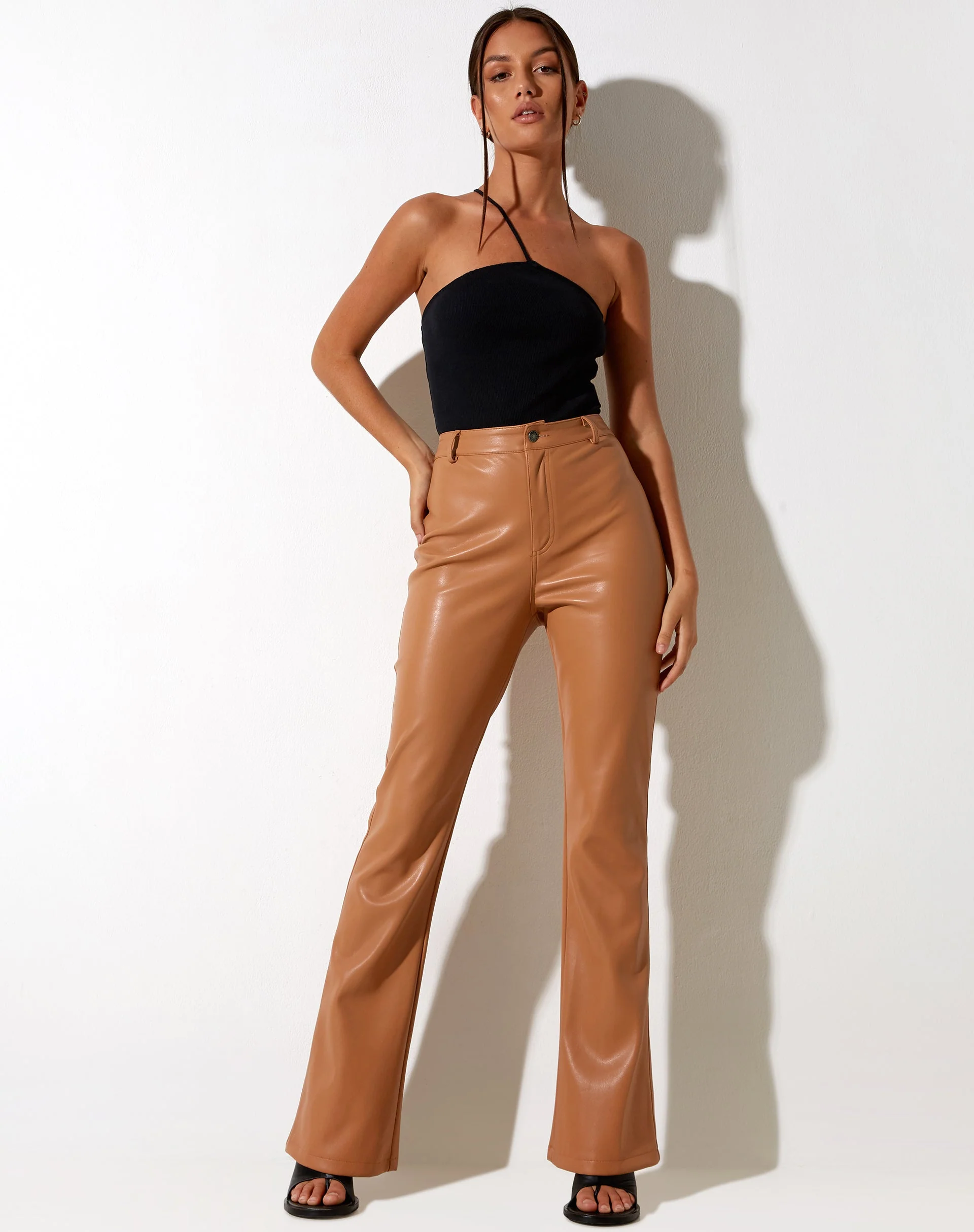 Zoven Schlaghose in PU Peachy Tan