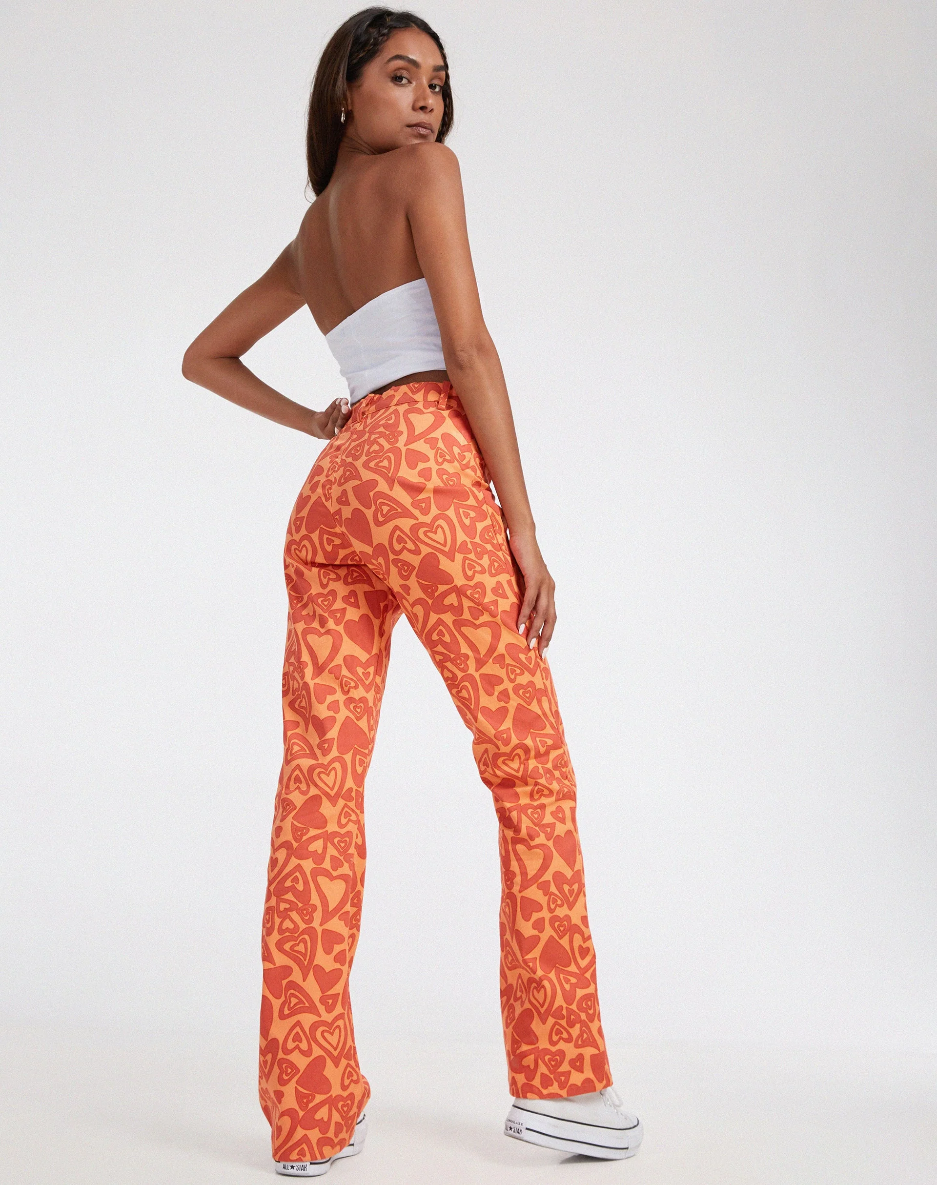 Zoven Schlaghosen in Retro Heart Orange - Image 2
