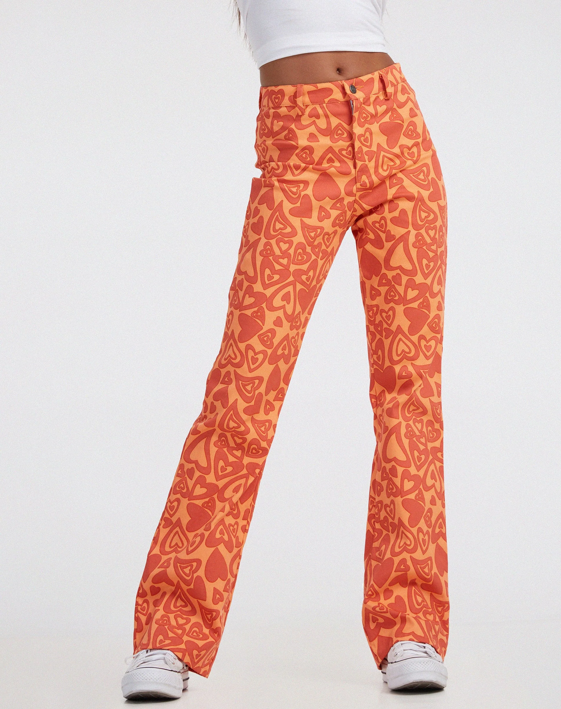 Zoven Schlaghosen in Retro Heart Orange - Image 3