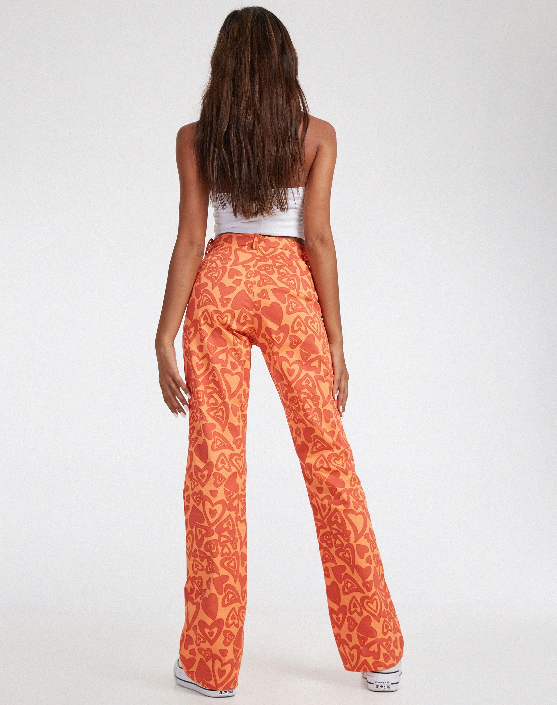 Zoven Schlaghosen in Retro Heart Orange - Image 4