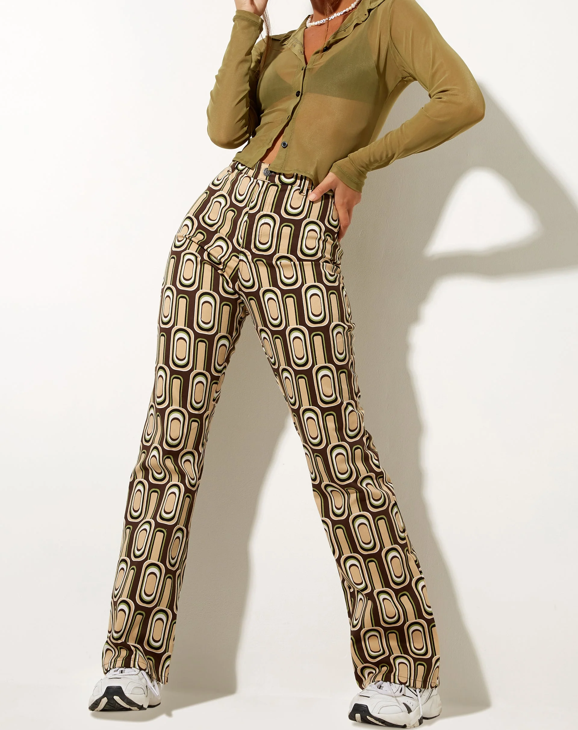 Zoven Schlaghosen in Retro Spot Braun - Image 5