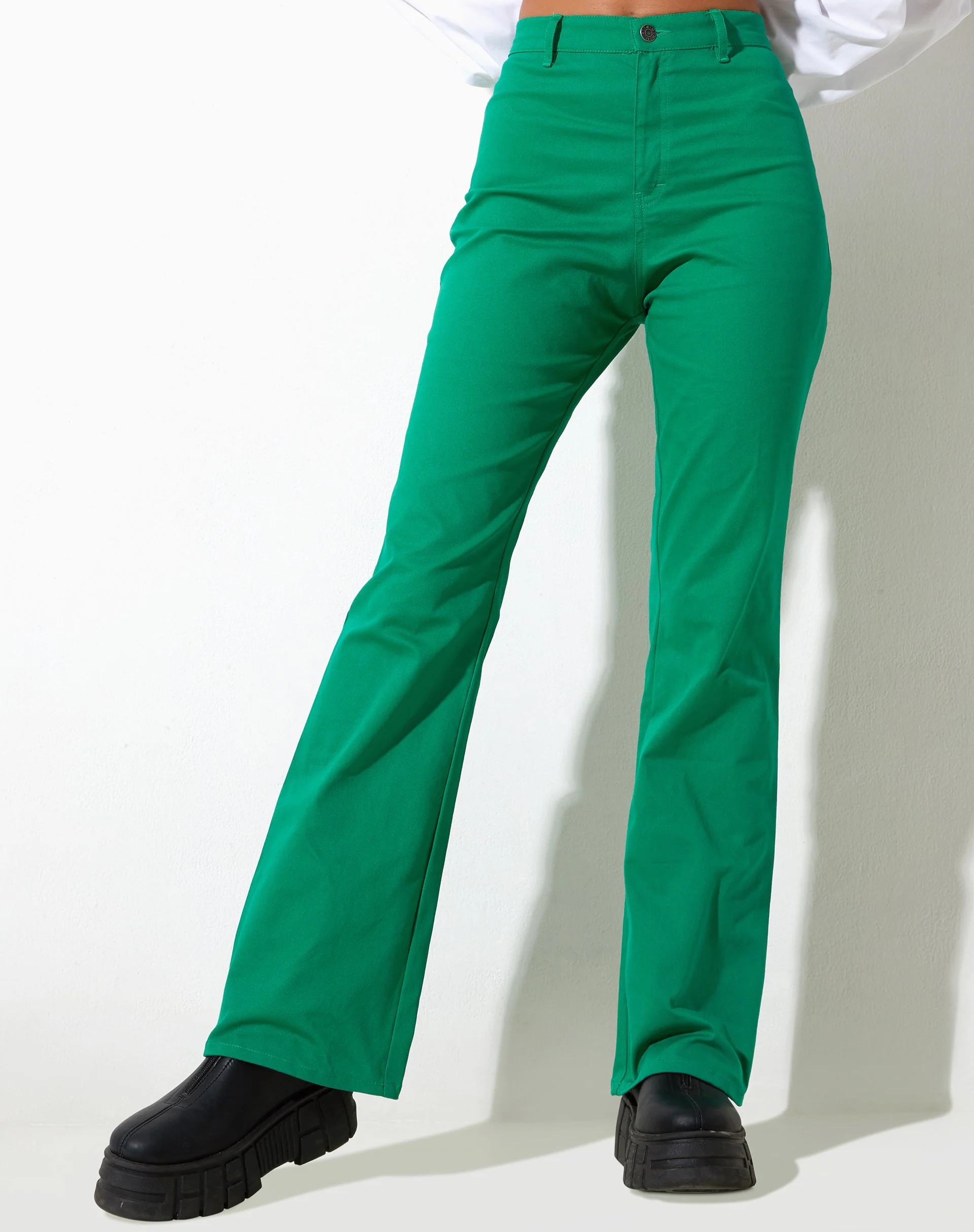 Zoven Schlaghosen aus Twill Blush Green - Image 4