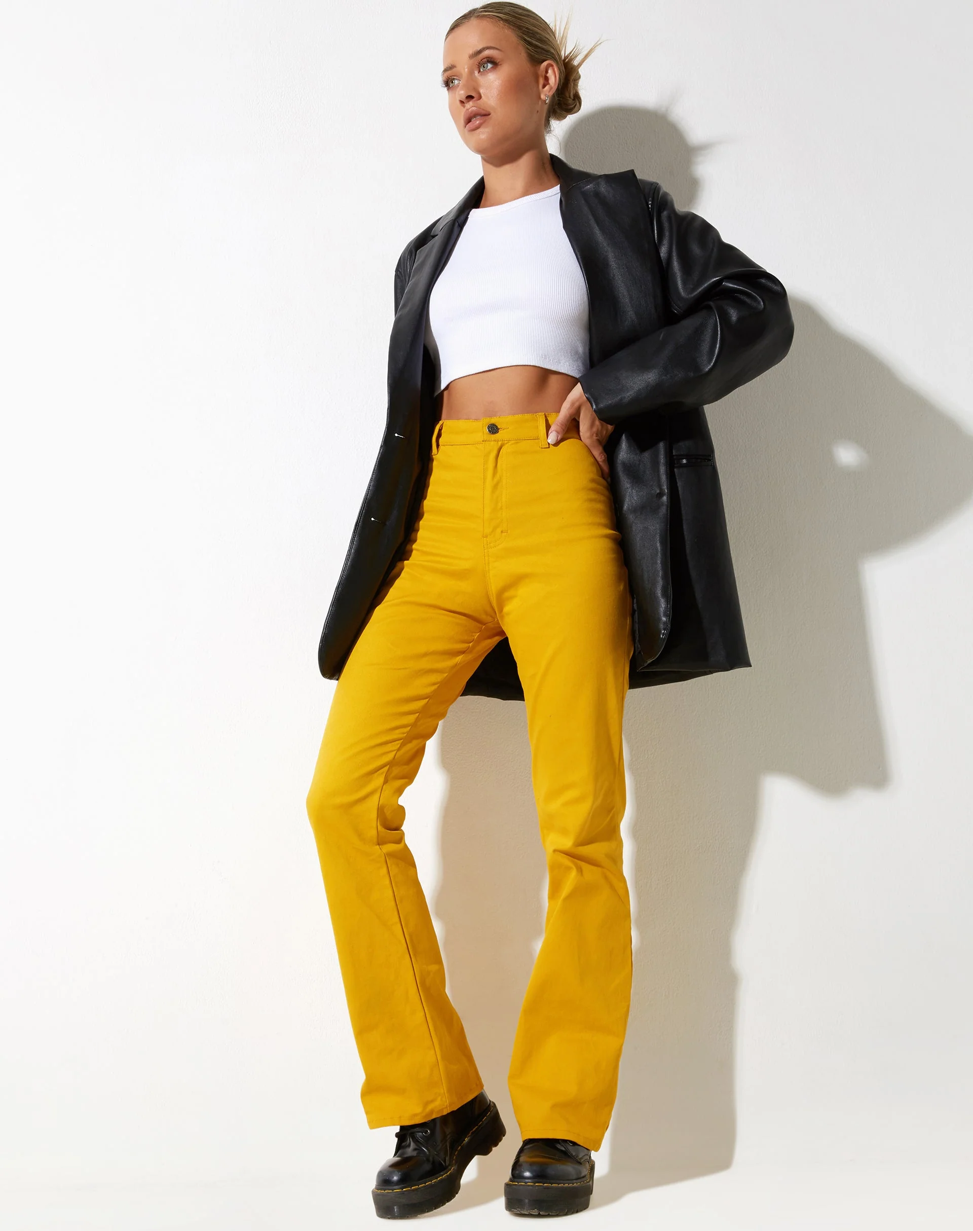 Zoven Schlaghose aus Twill Sulfur Mustard
